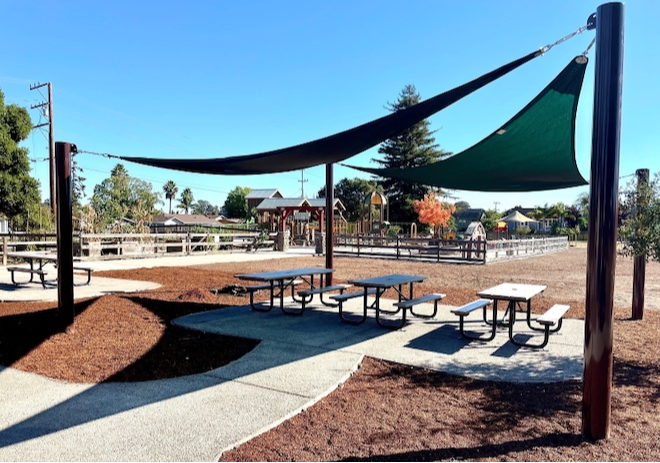 photo of new shade structures at Chanticleer Park