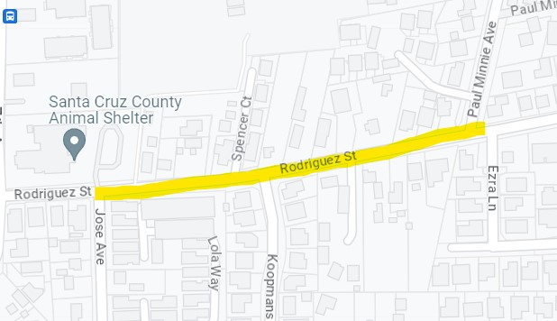 Map of Rodriquez Street from Paul Minnie Ave to Jose Ave