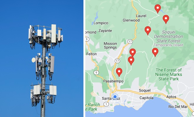 map showing cell towers permitted for back up batteries