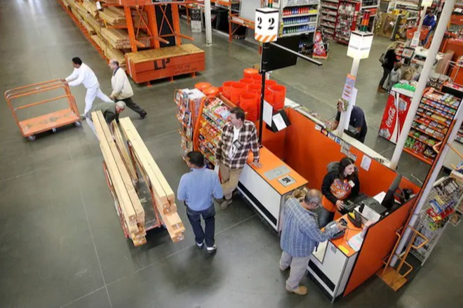 a photo of the checkout at Home Depot
